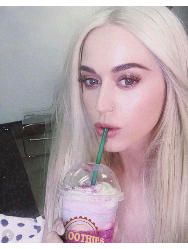 Katy Perry drinking a smoothie